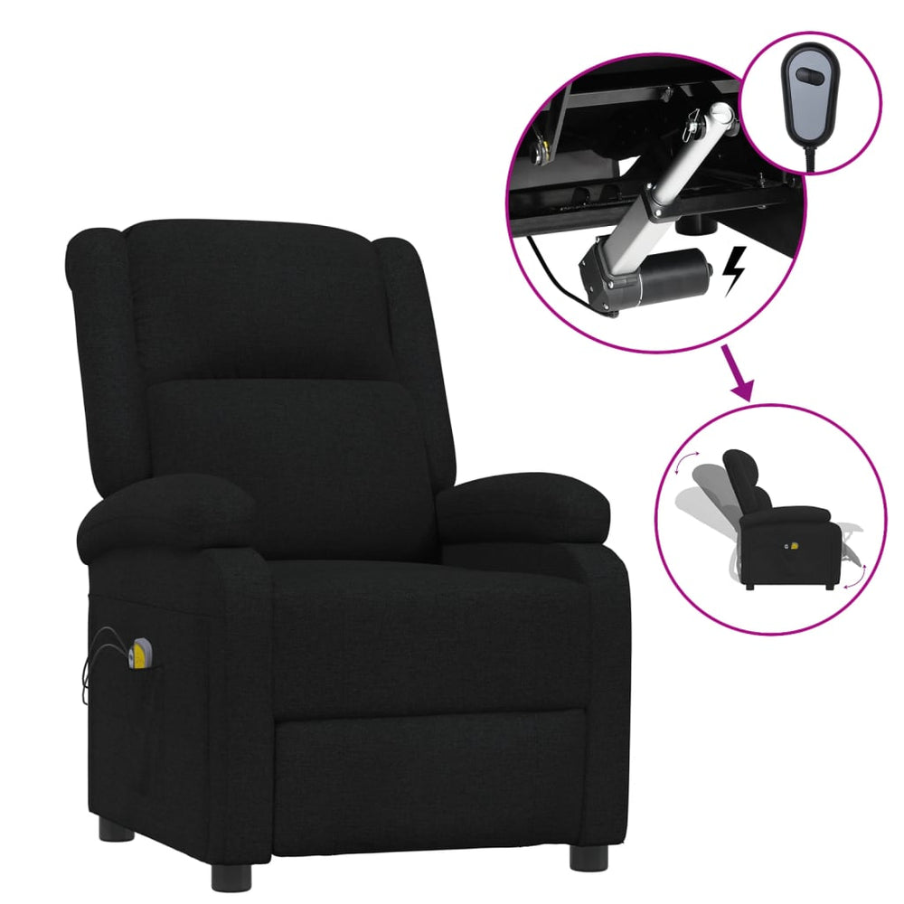 Massagesessel Elektrisch Schwarz Stoff
