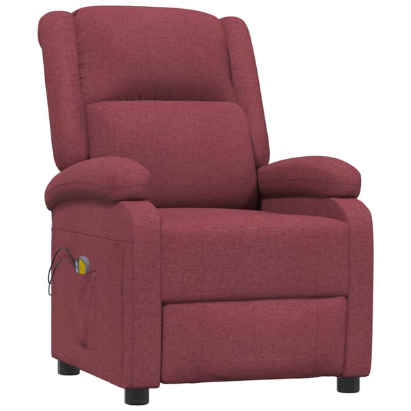 Massagesessel Elektrisch Weinrot Stoff