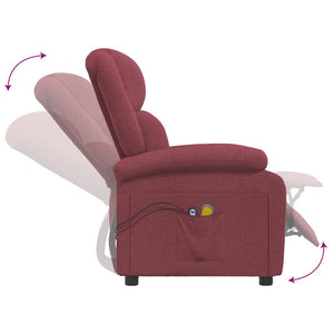 Massagesessel Elektrisch Weinrot Stoff