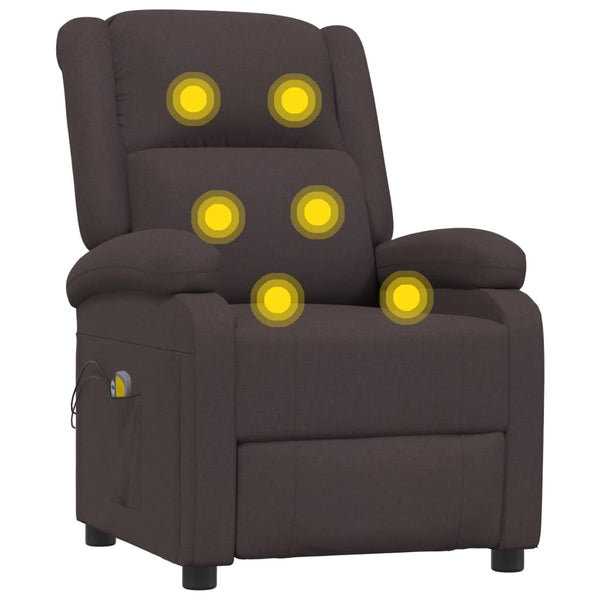 Massagesessel Elektrisch Dunkelbraun Stoff