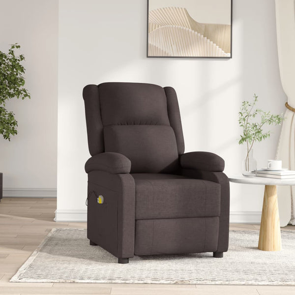Massagesessel Elektrisch Dunkelbraun Stoff