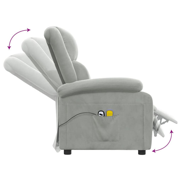 Massagesessel Elektrisch Hellgrau Samt