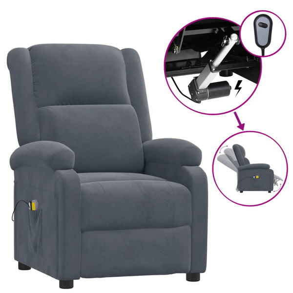 Massagesessel Elektrisch Dunkelgrau Samt