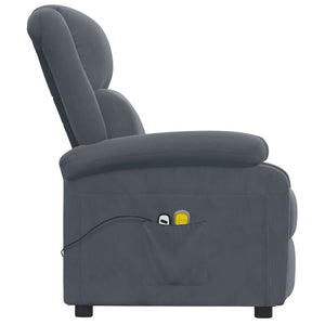 Massagesessel Elektrisch Dunkelgrau Samt
