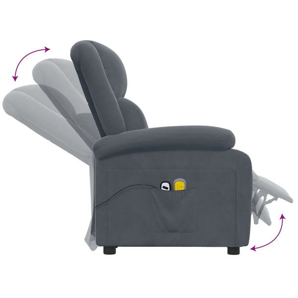 Massagesessel Elektrisch Dunkelgrau Samt