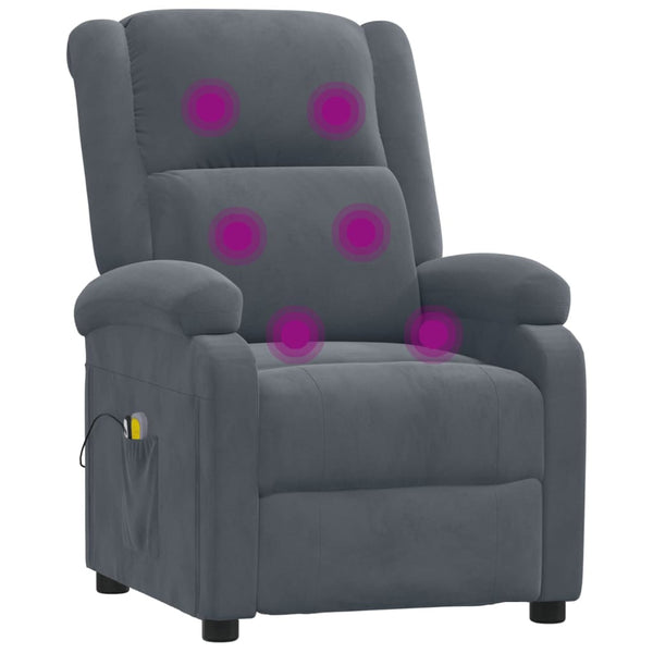 Massagesessel Elektrisch Dunkelgrau Samt