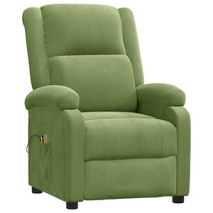 vidaXL Fauteuil de massage électrique Vert clair Velours