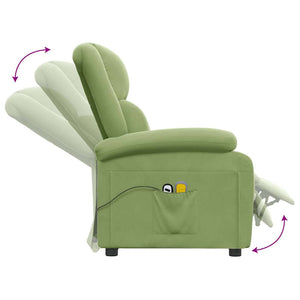 vidaXL Fauteuil de massage électrique Vert clair Velours
