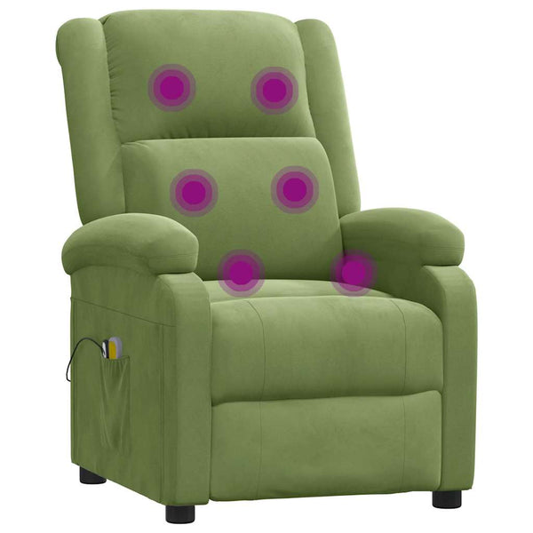 vidaXL Fauteuil de massage électrique Vert clair Velours