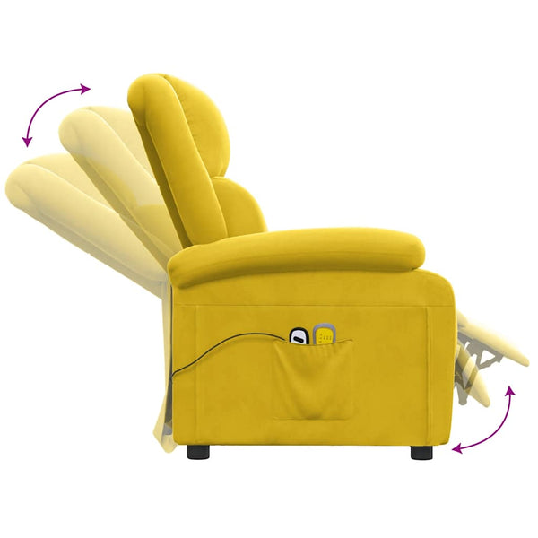 Elektrischer Massagesessel Gelb Samt