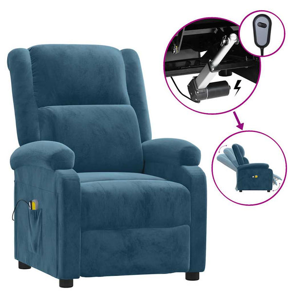 Elektrischer Massagesessel Blau Samt