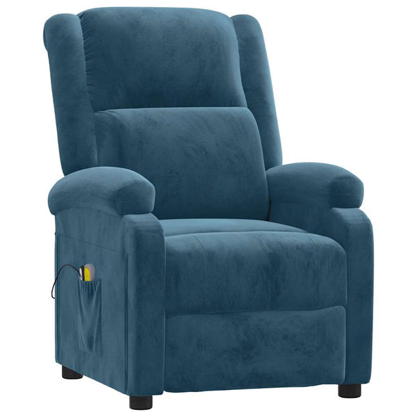 Elektrischer Massagesessel Blau Samt