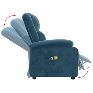 Elektrischer Massagesessel Blau Samt