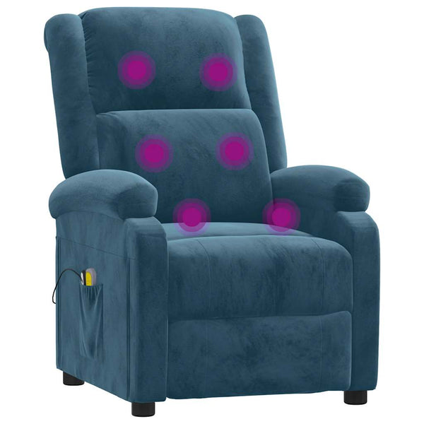 Elektrischer Massagesessel Blau Samt