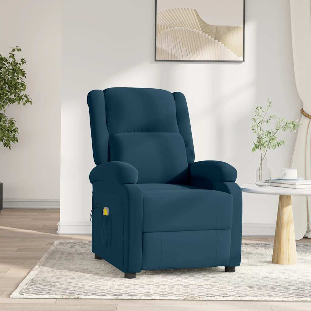 Elektrischer Massagesessel Blau Samt