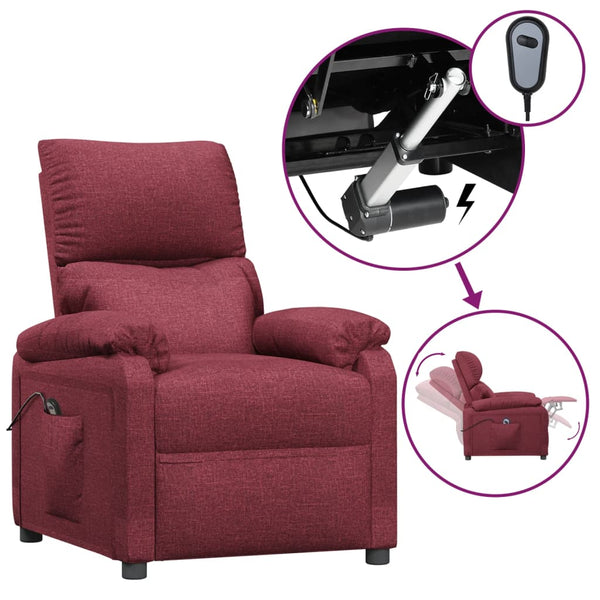 vidaXL Fauteuil relax électrique tissu rouge bordeaux
