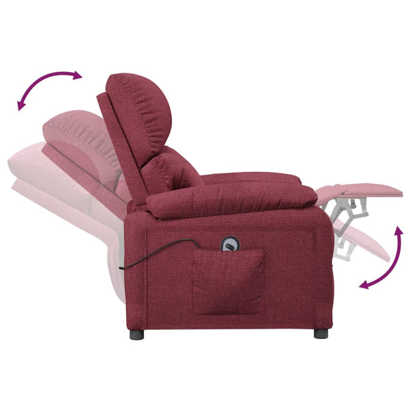 vidaXL Fauteuil relax électrique tissu rouge bordeaux