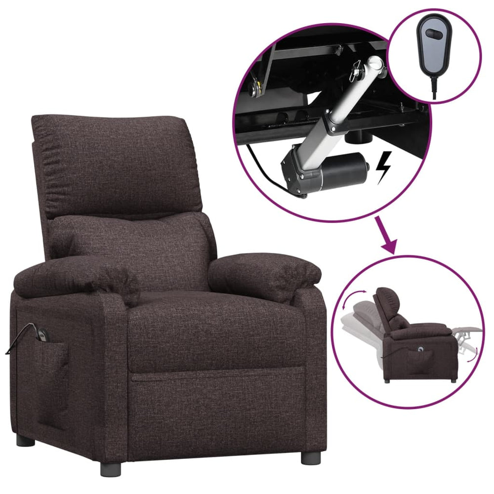 Relaxsessel Elektrisch Dunkelbraun Stoff