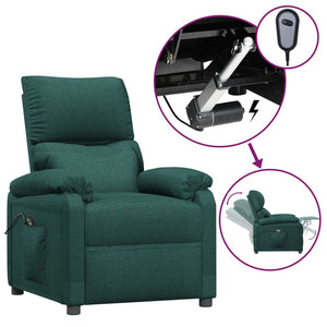 vidaXL Fauteuil relax électrique Vert foncé Tissu