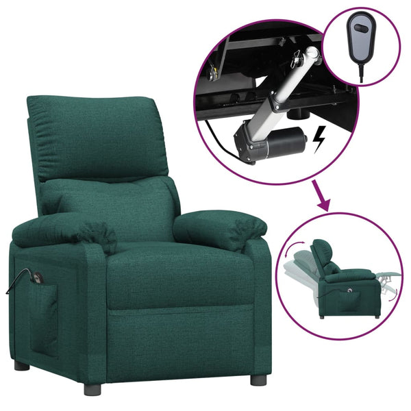 vidaXL Fauteuil relax électrique Vert foncé Tissu