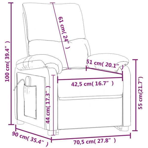 vidaXL Fauteuil relax électrique Vert foncé Tissu