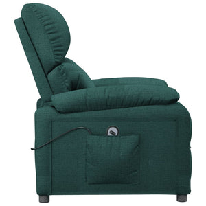 vidaXL Fauteuil relax électrique Vert foncé Tissu