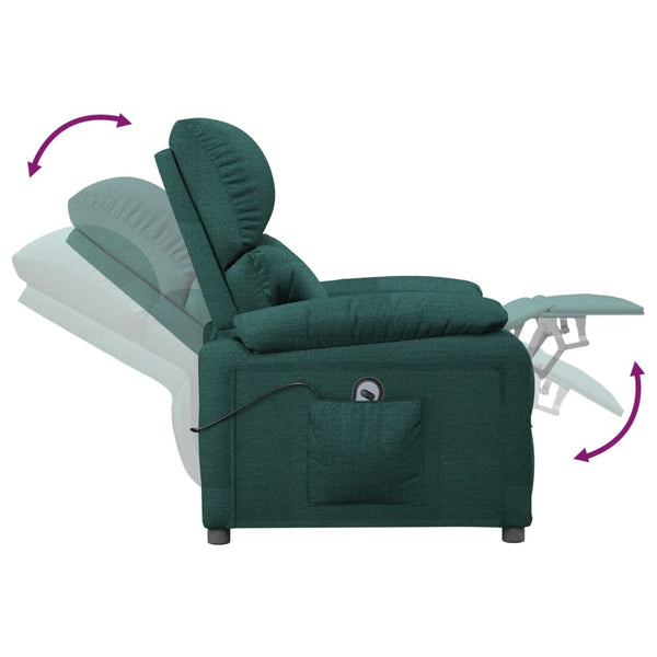 vidaXL Fauteuil relax électrique Vert foncé Tissu