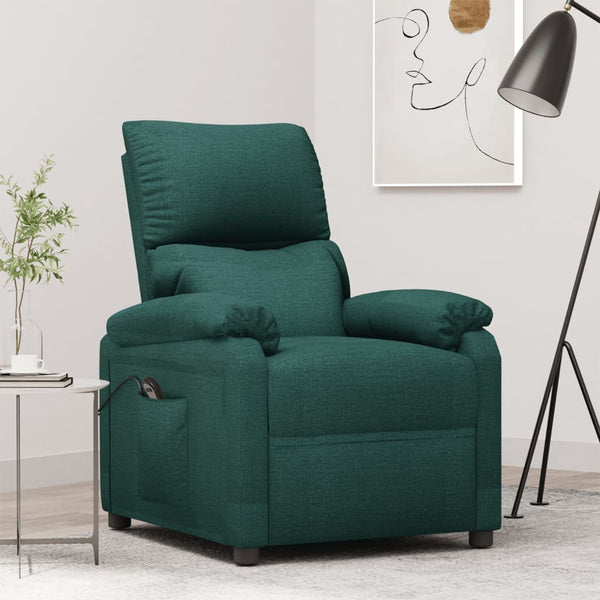 vidaXL Fauteuil relax électrique Vert foncé Tissu