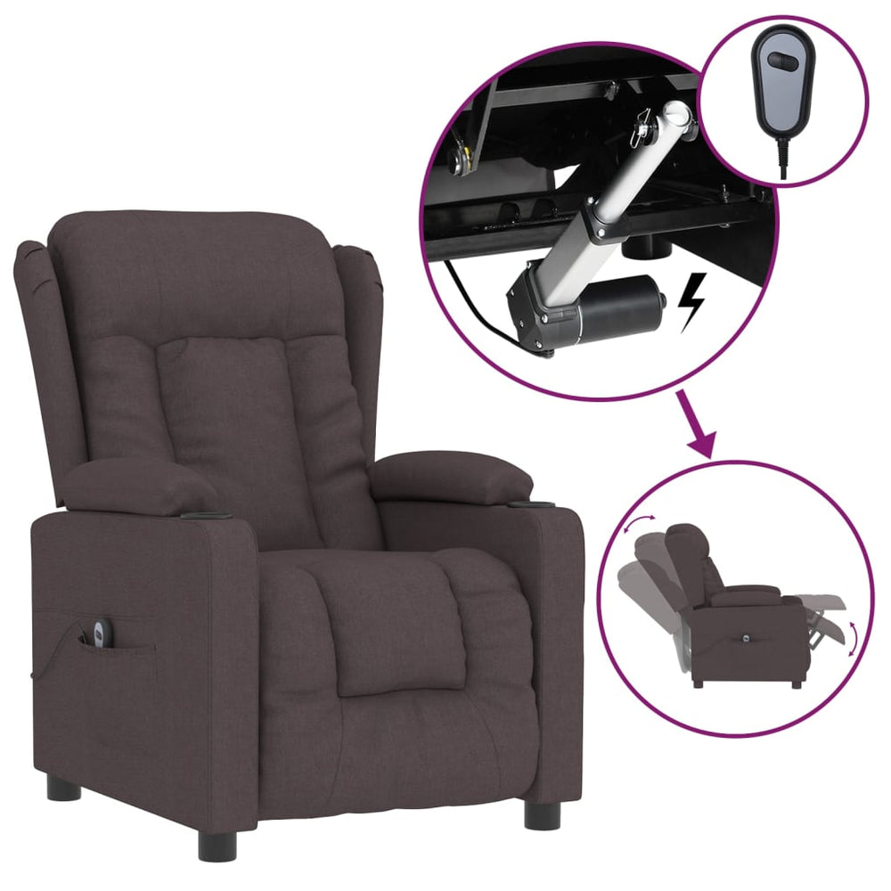 Relaxsessel Elektrisch Dunkelbraun Stoff