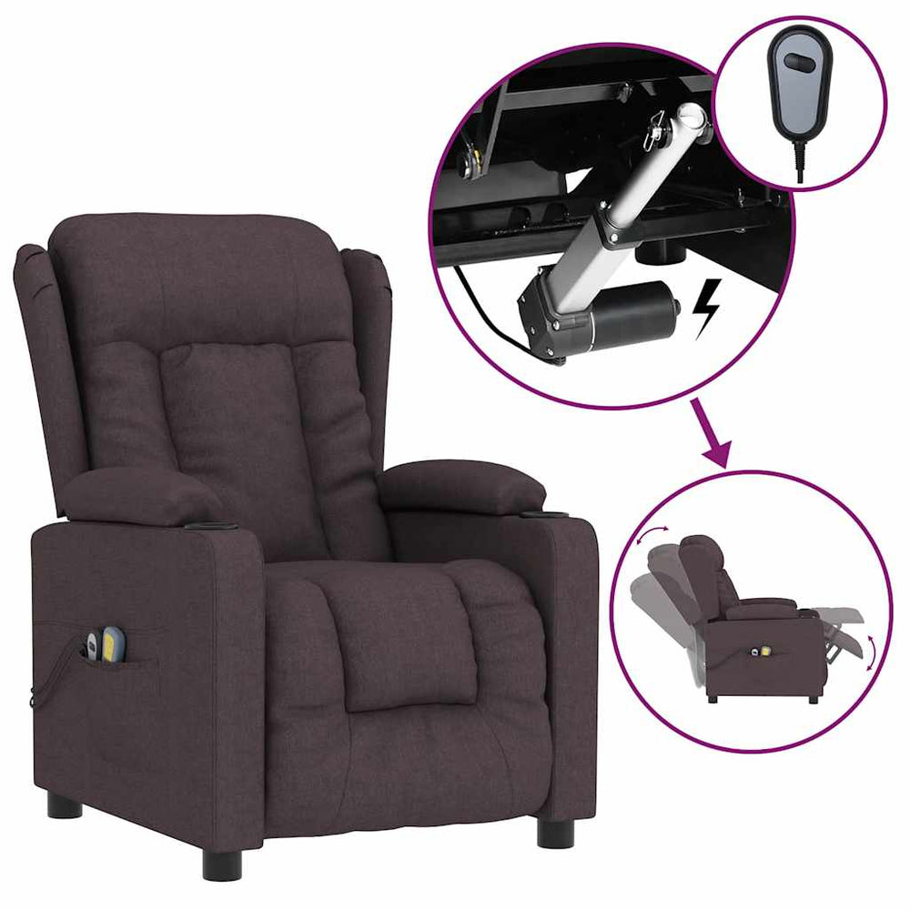 Massagesessel Elektrisch Dunkelbraun Stoff