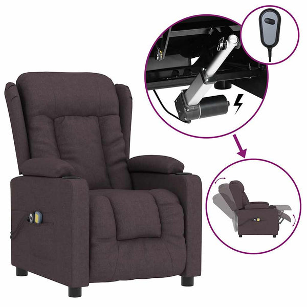 Massagesessel Elektrisch Dunkelbraun Stoff