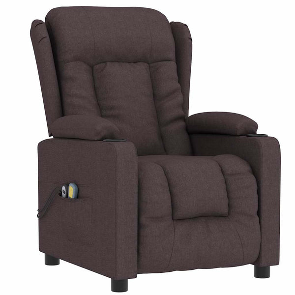 Massagesessel Elektrisch Dunkelbraun Stoff