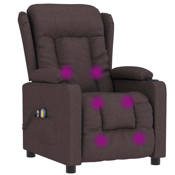 Massagesessel Elektrisch Dunkelbraun Stoff