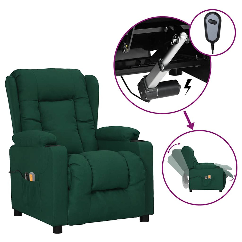 Elektrischer Massagesessel Dunkelgrün Stoff