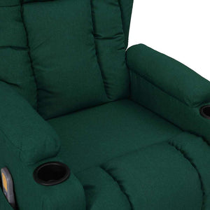 Elektrischer Massagesessel Dunkelgrün Stoff
