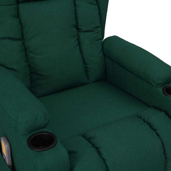 Elektrischer Massagesessel Dunkelgrün Stoff