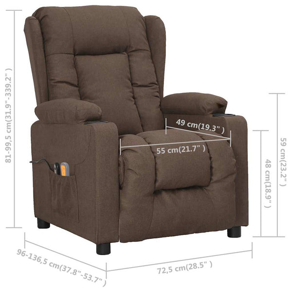 Massagesessel Elektrisch Taupe Stoff