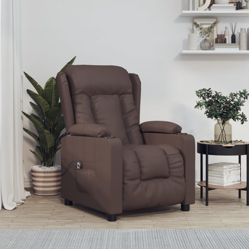 Elektrischer Relaxsessel Braun Kunstleder