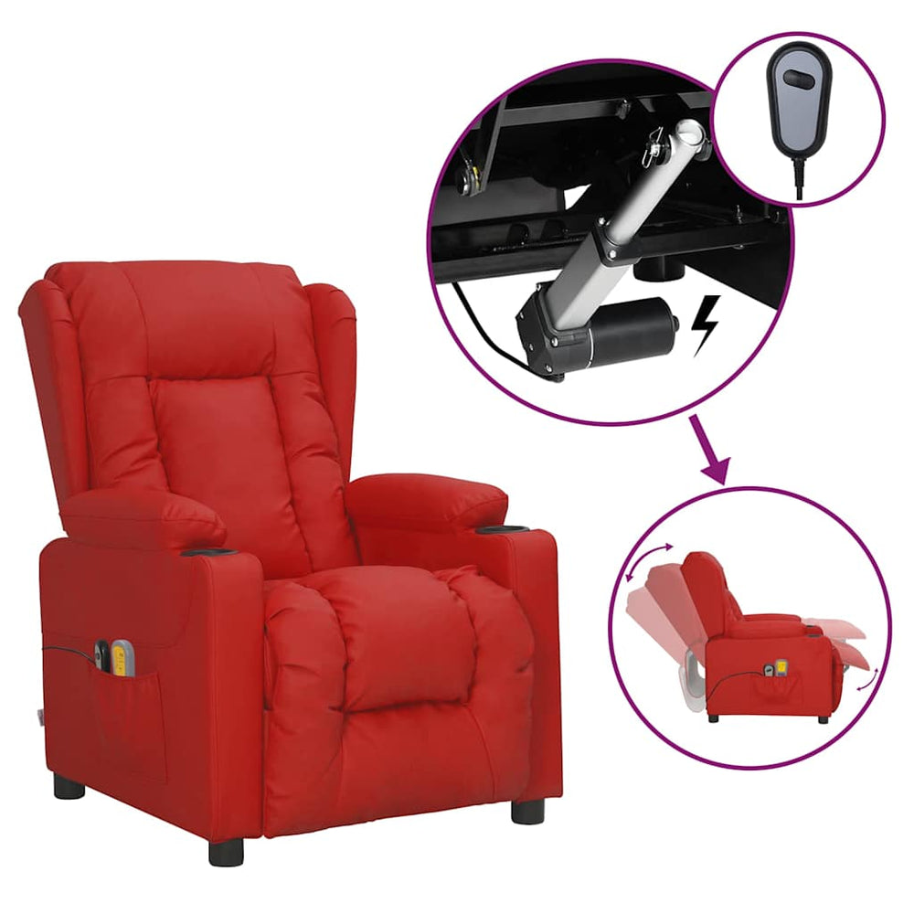 Massagesessel Elektrisch Weinrot Kunstleder