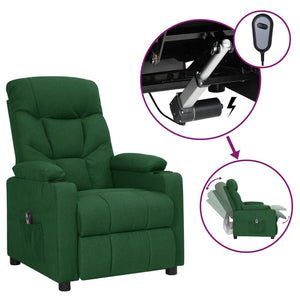 vidaXL Fauteuil relax électrique Vert foncé Tissu