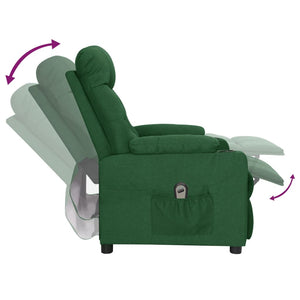 vidaXL Fauteuil relax électrique Vert foncé Tissu