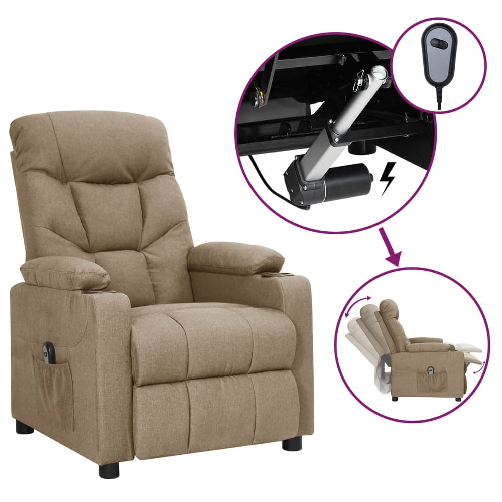 Relaxsessel Elektrisch Taupe Stoff