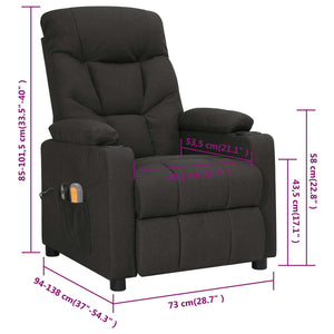 vidaXL Fauteuil de massage électrique Noir Tissu