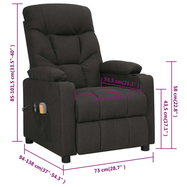 vidaXL Fauteuil de massage électrique Noir Tissu
