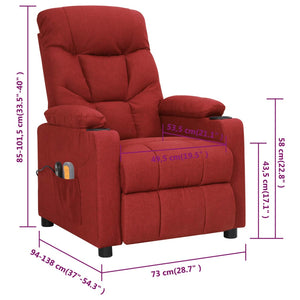 Massagesessel Elektrisch Weinrot Stoff