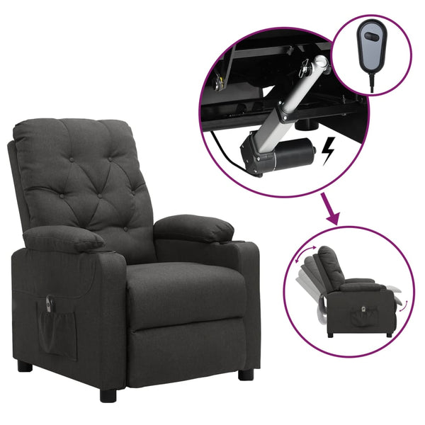 vidaXL Fauteuil relax électrique en tissu gris foncé