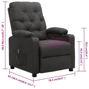 vidaXL Fauteuil relax électrique en tissu gris foncé
