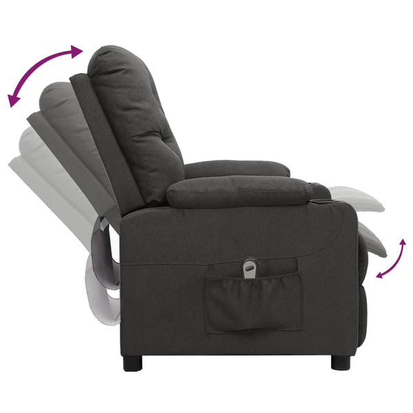 vidaXL Fauteuil relax électrique en tissu gris foncé