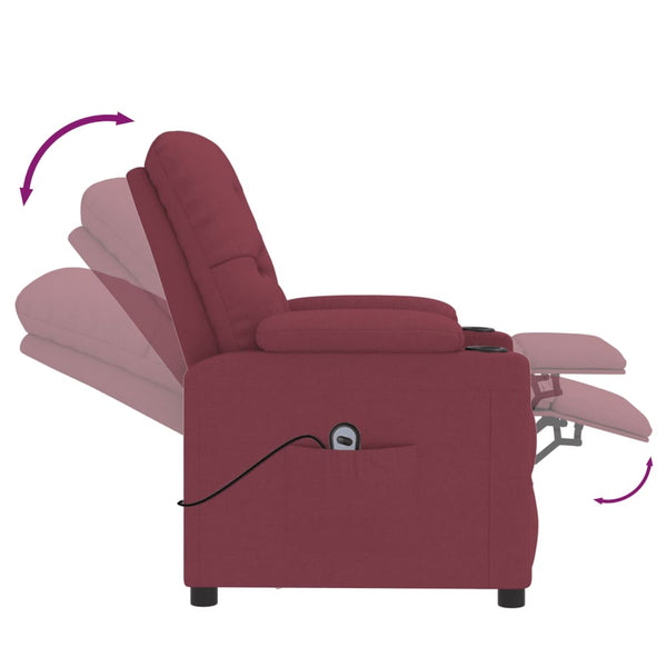 Relaxsessel Elektrisch Weinrot Stoff