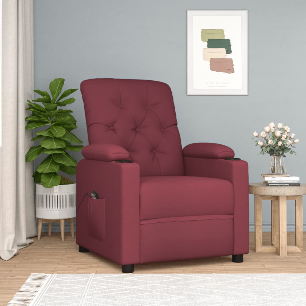 Relaxsessel Elektrisch Weinrot Stoff